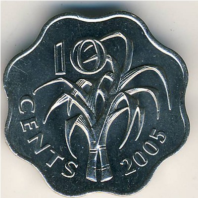 Swaziland, 10 cents, 1995–2009