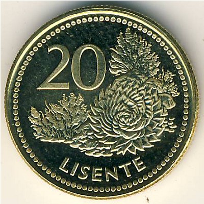 Lesotho, 20 lisente, 1998–2018