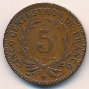Dominican Republic, 5 centesimos, 1891
