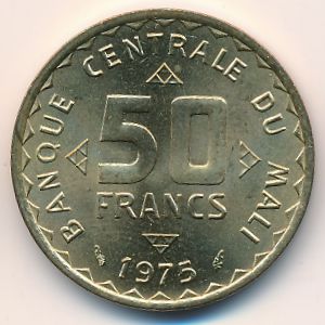 Mali, 50 francs, 1975–1977