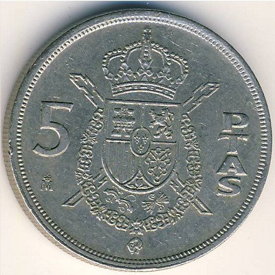 Spain, 5 pesetas, 1982–1989