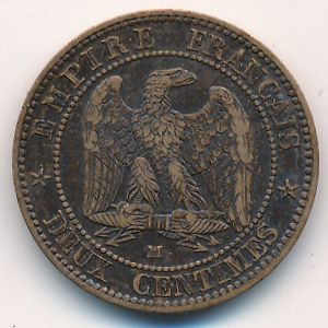 Франция, 2 сентима (1853–1857 г.)