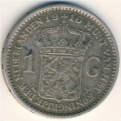 Нидерланды, 1 гульден (1910–1917 г.)