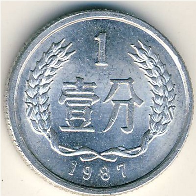China, 1 fen, 1955–2018