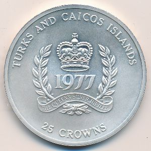 Turks and Caicos Islands, 25 crowns, 1977