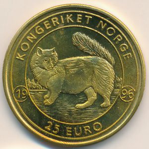 Norway., 25 euro, 1996