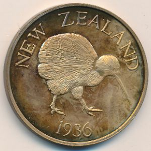 New Zealand., 1 crown, 1936