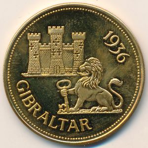 Gibraltar., 1 crown, 1936