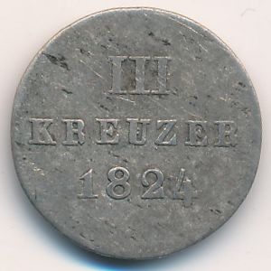 Nassau, 3 kreuzer, 1822–1828