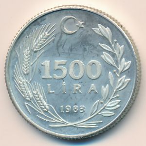 Turkey, 1500 lira, 1983