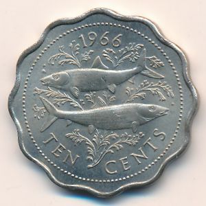 Багамские острова, 10 центов (1966–1970 г.)
