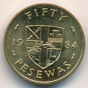 Ghana, 50 pesewas, 1984