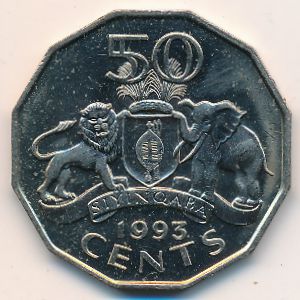 Swaziland, 50 cents, 1986–1993
