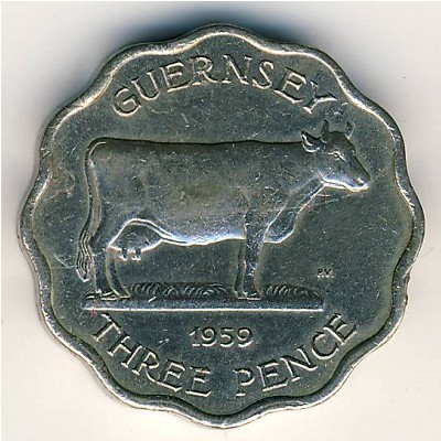 Guernsey, 3 pence, 1959–1966