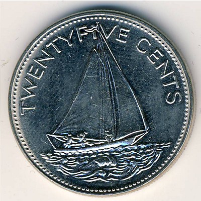 Багамские острова, 25 центов (1974–1989 г.)
