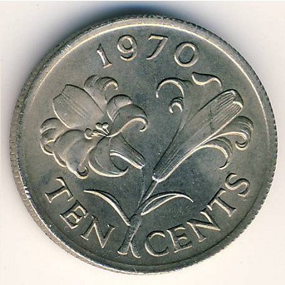 Бермудские острова, 10 центов (1970–1985 г.)