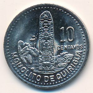 Guatemala, 10 centavos, 1986–1994