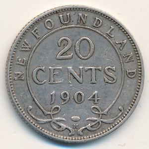 Ньюфаундленд, 20 центов (1904 г.)