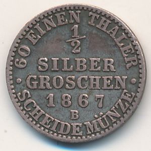 Prussia, 1/2 groschen, 1861–1873