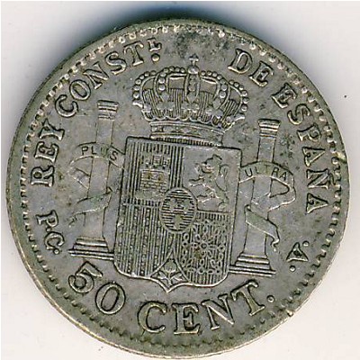 Spain, 50 centimos, 1910