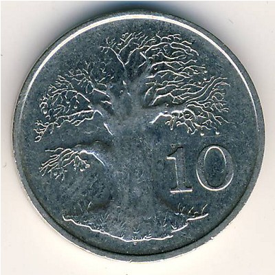 Zimbabwe, 10 cents, 1980–1999