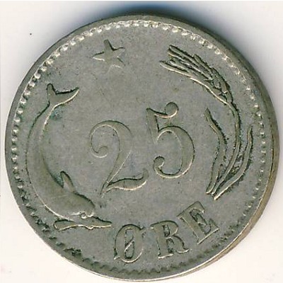 Denmark, 25 ore, 1874–1891