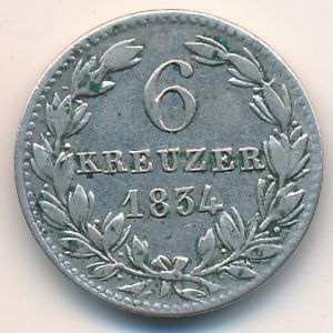 Нассау, 6 крейцеров (1831–1837 г.)