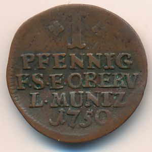 Saxe-Weimar-Eisenach, 1 pfennig, 1750–1755