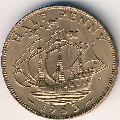 Great Britain, 1/2 penny, 1953