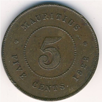 Маврикий, 5 центов (1917–1924 г.)
