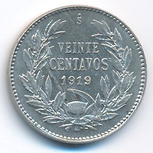 Chile, 20 centavos, 1907–1920