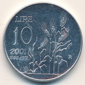 San Marino, 10 lire, 2001