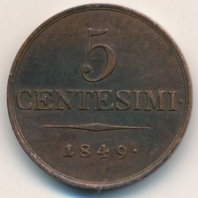 Lombardy-Venetia, 5 centesimi, 1849–1850