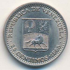 Venezuela, 25 centimos, 1965