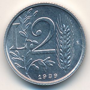 San Marino, 2 lire, 1989