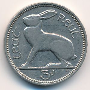 Ireland, 3 pence, 1939–1940