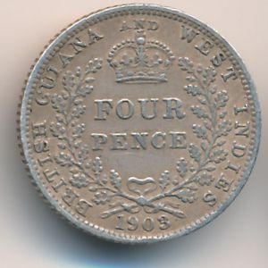 British Guiana, 4 pence, 1903–1910