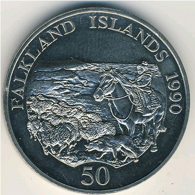 Falkland Islands, 50 pence, 1990