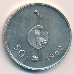 Swaziland, 50 cents, 1968