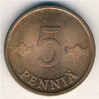 Finland, 5 pennia, 1963–1977