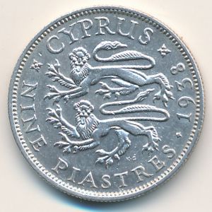 Cyprus, 9 piastres, 1938–1940