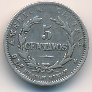Costa Rica, 5 centavos, 1889–1892