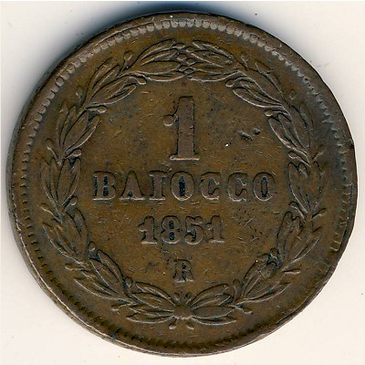 Papal States, 1 baiocco, 1850–1853