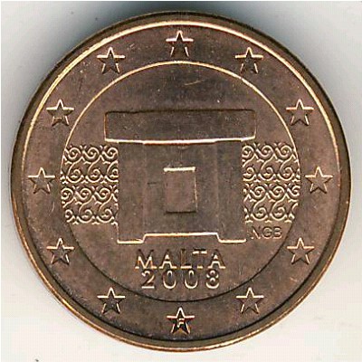Malta, 1 euro cent, 2008–2018