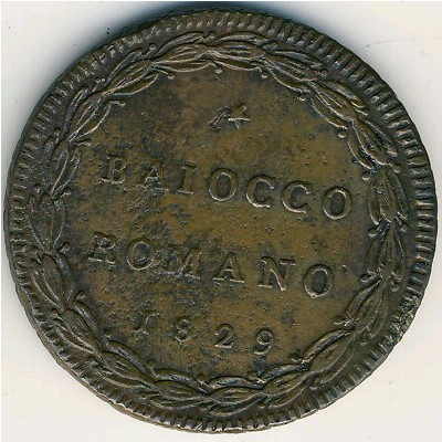 Papal States, 1 baiocco, 1829
