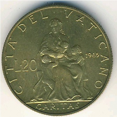Vatican City, 20 lire, 1965