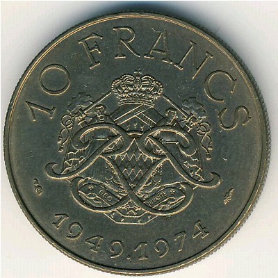 Monaco, 10 francs, 1974