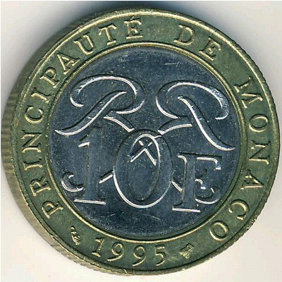 Monaco, 10 francs, 1989–2000
