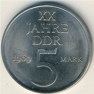 German Democratic Republic, 5 mark, 1969