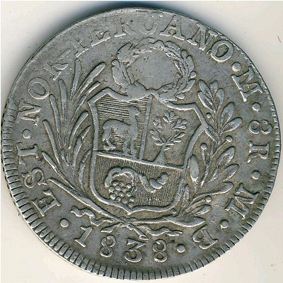 Peru, 8 reales, 1828–1840